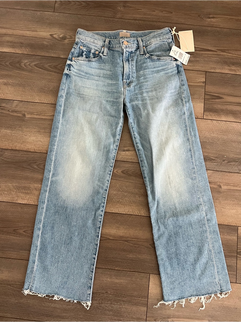 NWT MOTHER Mid Rise Rambler Zip Ankle Fray Jeans in Comeback Kid Sz 25